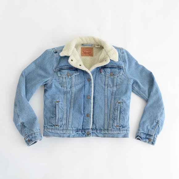 💙Levis Ex-Boyfriend Sherpa Trucker Denim Jean Jacket Size M💙 - Picture 1 of 13
